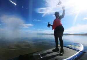Ama Boamah’s first time out in the field in the Great Salt Lake in Utah collecting samples for microbial isolations