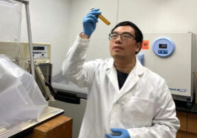 Jie Li in his microbial culture room (photo credit, Dan Xue)